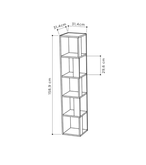 Libreria angolare Piano antracite 5 ripiani 31,4x31,4x158,9