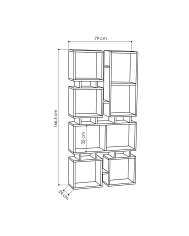Libreria bifacciale Rail  antracite 79x166,5
