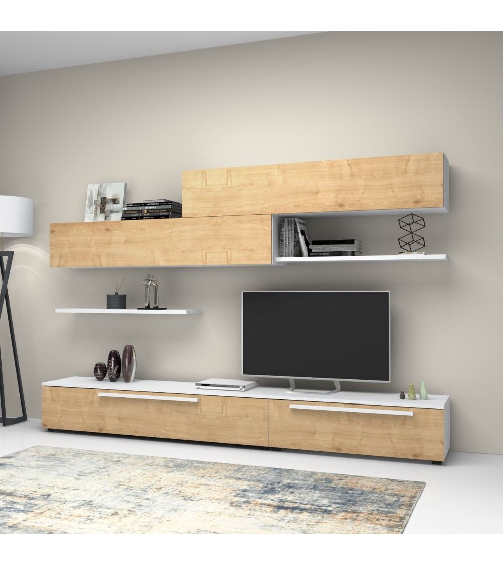 Parete attrezzata Kombat 260 rovere bianco larice