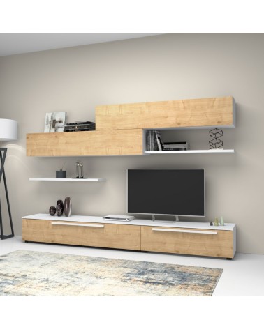 Parete attrezzata Kombat 260 rovere bianco larice