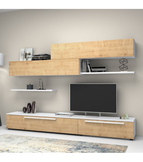 Parete attrezzata Kombat 260 rovere bianco larice