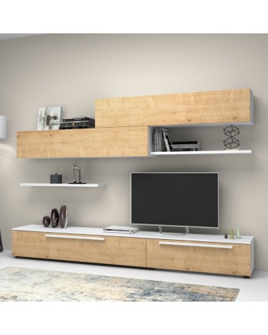 Parete attrezzata Kombat 260 rovere bianco larice