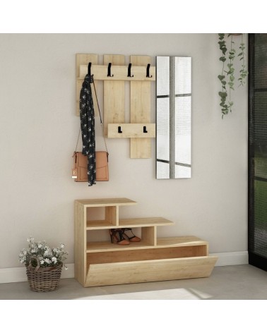Mobile ingresso Vesty rovere oak con scarpiera e specchio