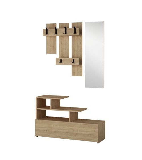 Mobile ingresso Vesty rovere oak con scarpiera e specchio