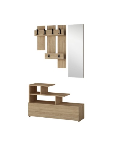 Mobile ingresso Vesty rovere oak con scarpiera e specchio