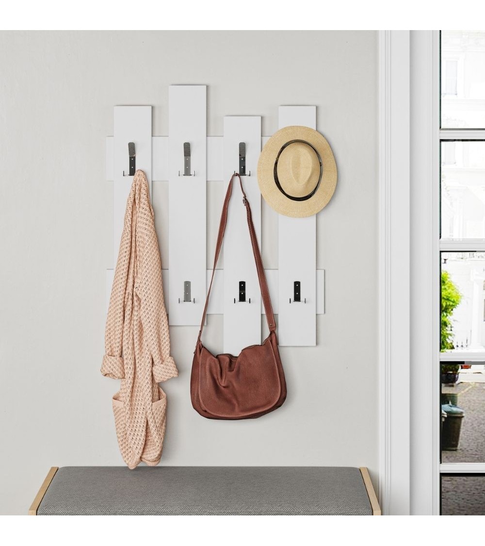 Appendiabiti a muro Wave bianco 8 ganci