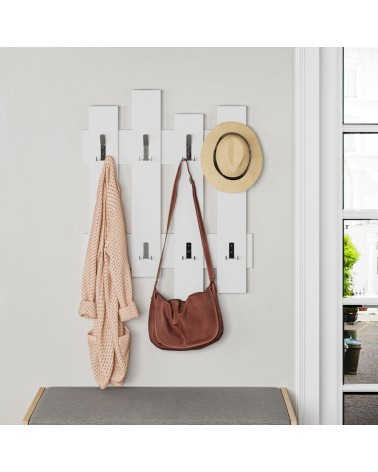 Appendiabiti a muro Wave bianco 8 ganci