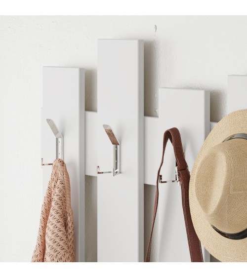 Appendiabiti a muro Wave bianco 8 ganci