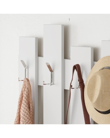 Appendiabiti a muro Wave bianco 8 ganci