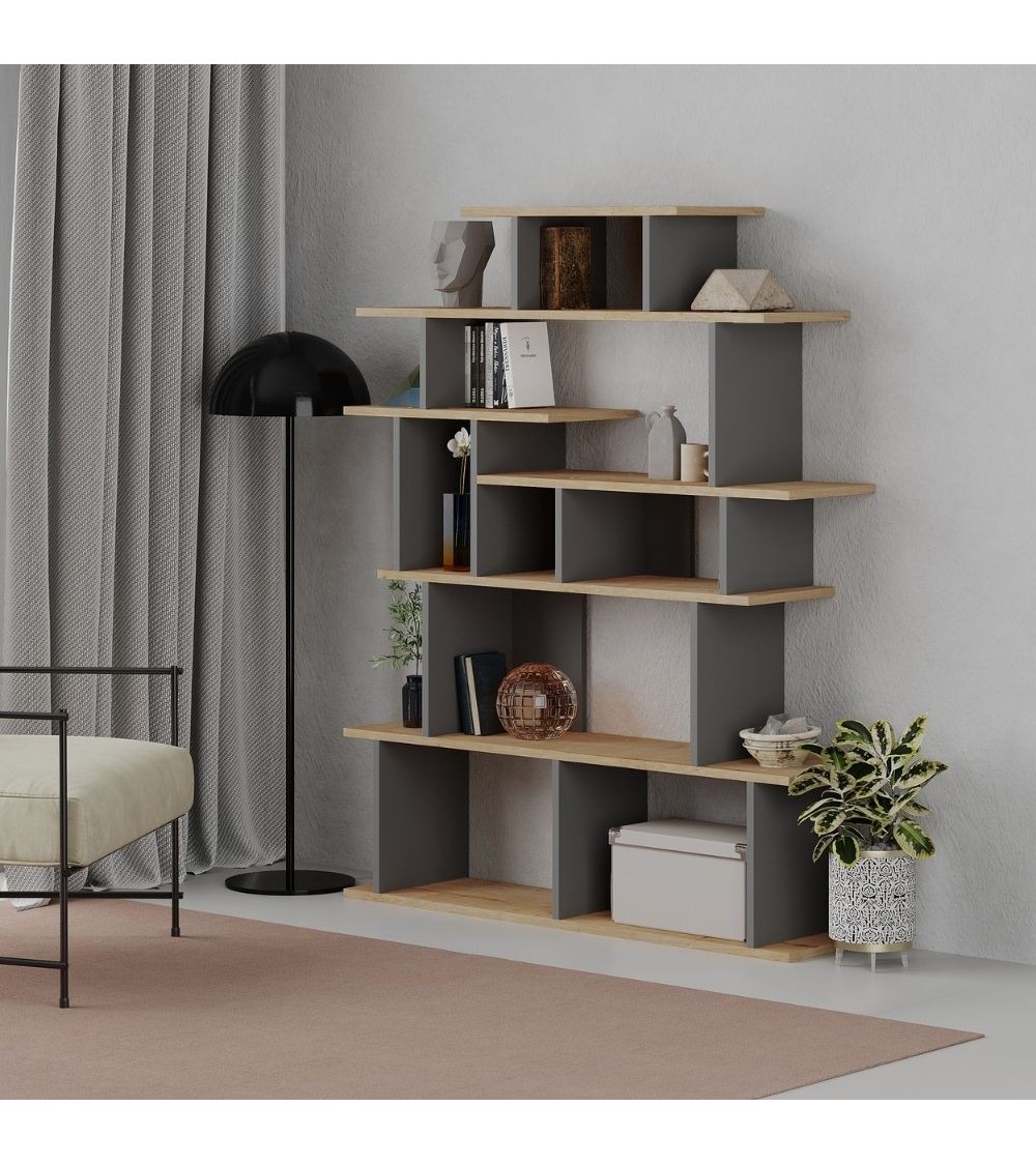 Libreria design Apollon rovere e antracite