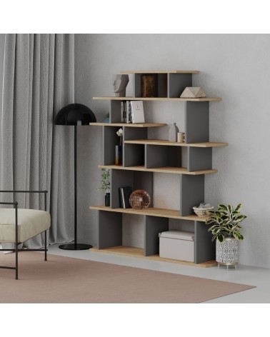 Libreria design Apollon rovere e antracite