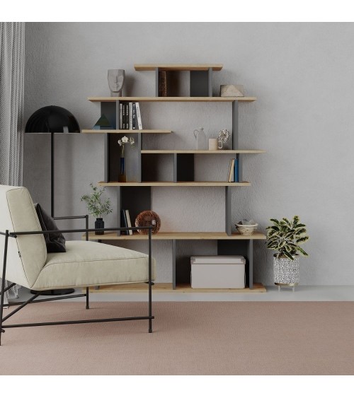 Libreria design Apollon rovere e antracite