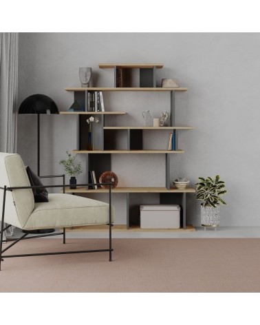 Libreria design Apollon rovere e antracite