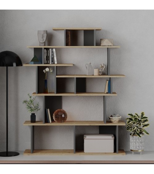 Libreria design Apollon rovere e antracite
