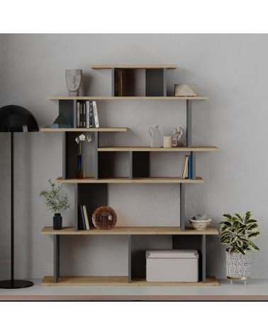 Libreria design Apollon rovere e antracite