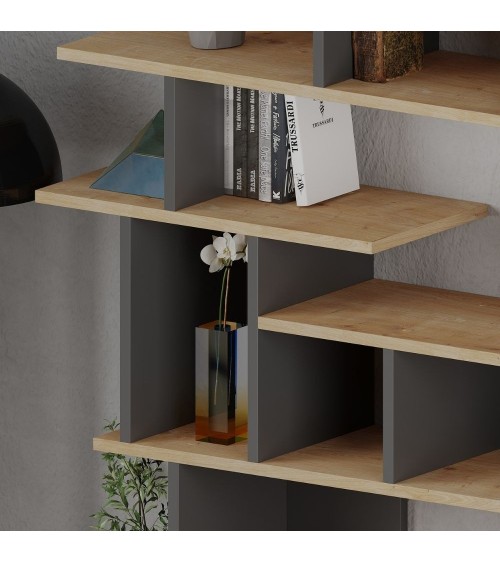 Libreria design Apollon rovere e antracite