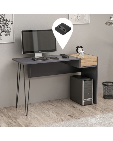 Scrivania Candy antracite noce porte usb 121x45