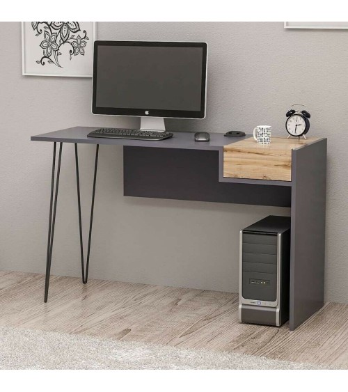 Scrivania Candy antracite noce porte usb 121x45