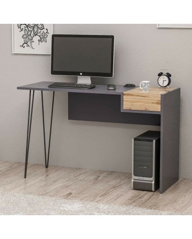 Scrivania Candy antracite noce porte usb 121x45