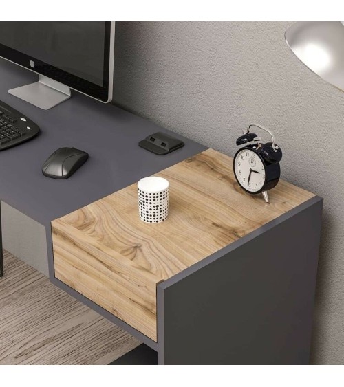 Scrivania Candy antracite noce porte usb 121x45