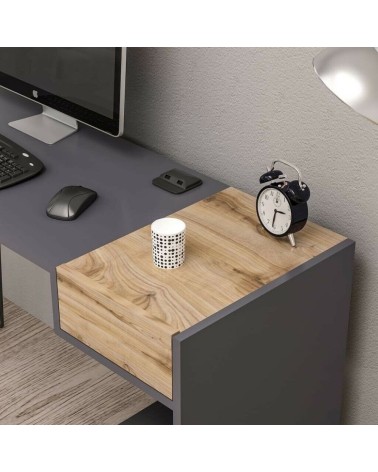 Scrivania Candy antracite noce porte usb 121x45