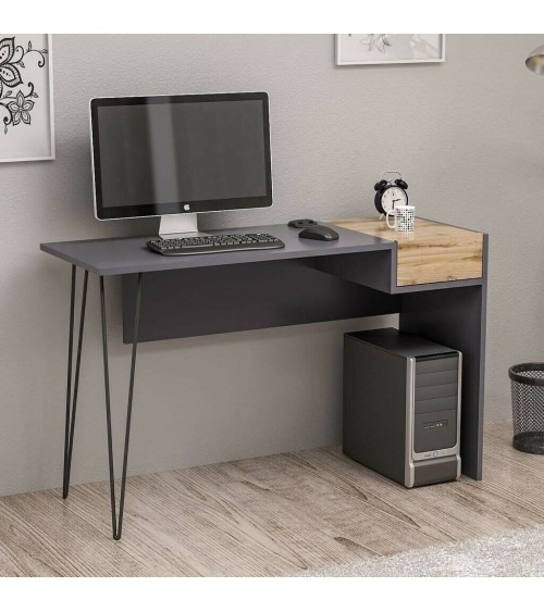 Scrivania Candy antracite noce porte usb 121x45