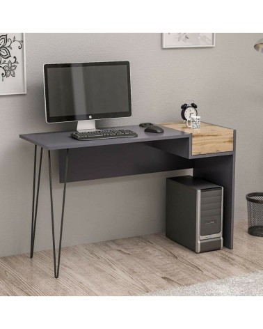 Scrivania Candy antracite noce porte usb 121x45