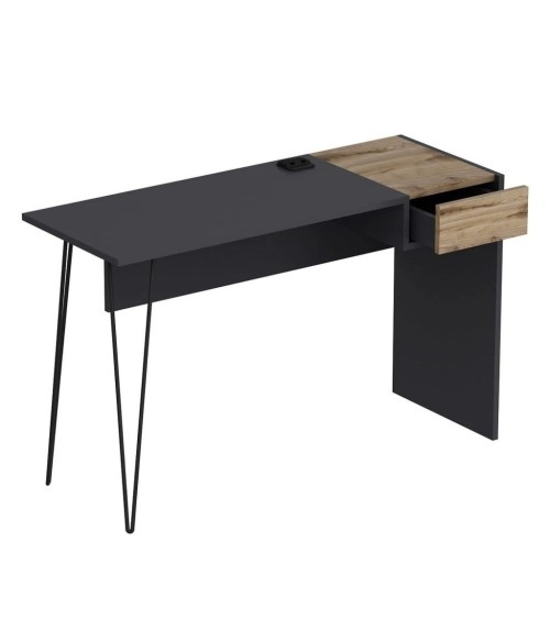 Scrivania Candy antracite noce porte usb 121x45