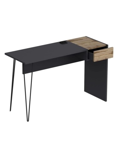 Scrivania Candy antracite noce porte usb 121x45