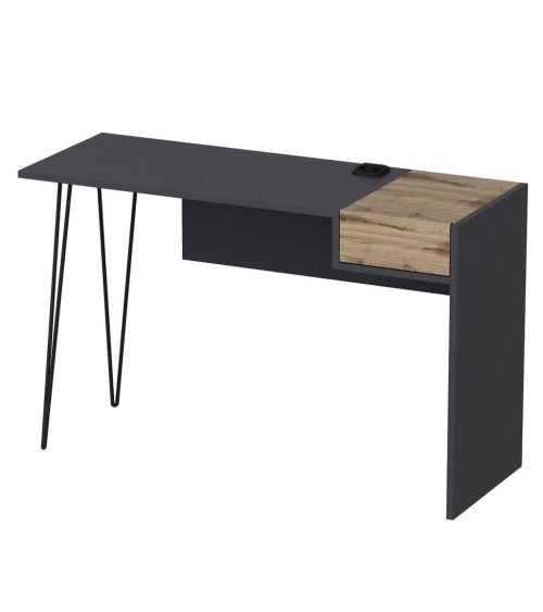 Scrivania Candy antracite noce porte usb 121x45