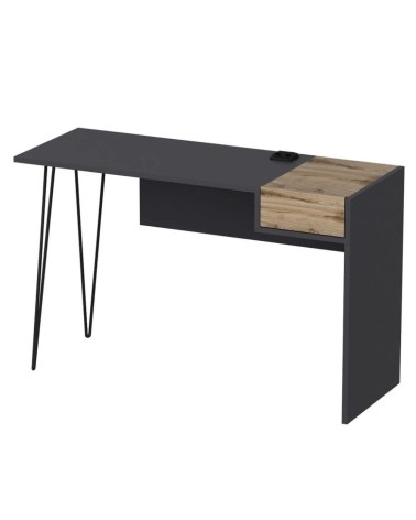 Scrivania Candy antracite noce porte usb 121x45