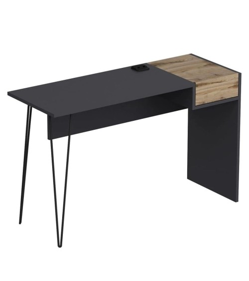 Scrivania Candy antracite noce porte usb 121x45