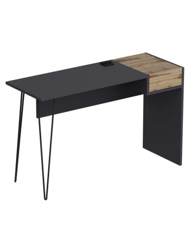 Scrivania Candy antracite noce porte usb 121x45