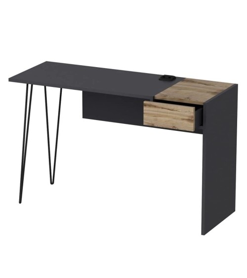 Scrivania Candy antracite noce porte usb 121x45