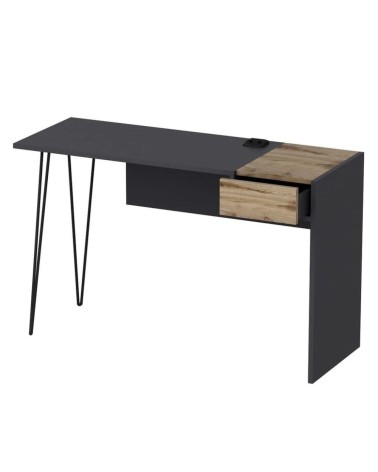 Scrivania Candy antracite noce porte usb 121x45