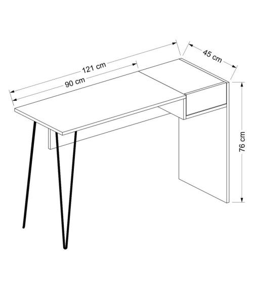 Scrivania Candy antracite noce porte usb 121x45