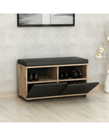 Scarpiera con pouff Dragoshoe noce e nero