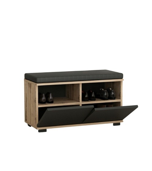 Scarpiera con pouff Dragoshoe noce e nero