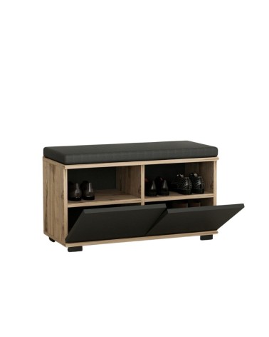 Scarpiera con pouff Dragoshoe noce e nero