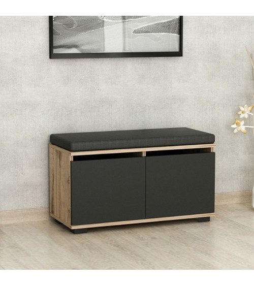 Scarpiera con pouff Dragoshoe noce e nero