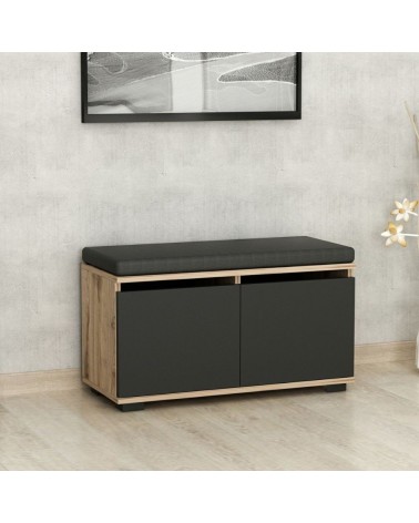 Scarpiera con pouff Dragoshoe noce e nero