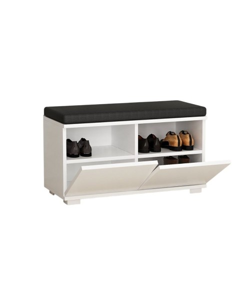 Scarpiera con pouff Dragoshoe bianco nero