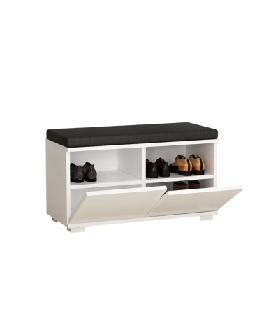 Scarpiera con pouff Dragoshoe bianco nero