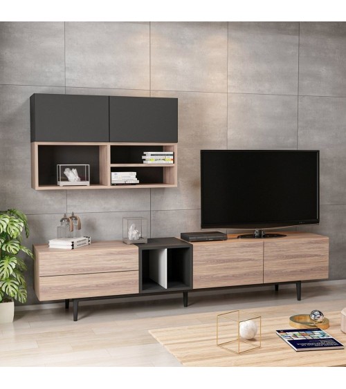 Parete attrezzata  Diany 195 rovere antracite