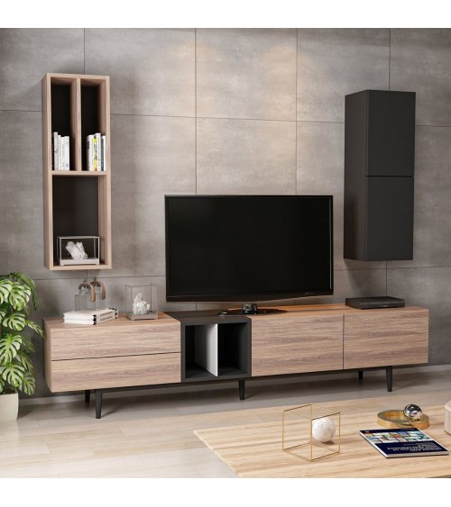 Parete attrezzata  Diany 195 rovere antracite