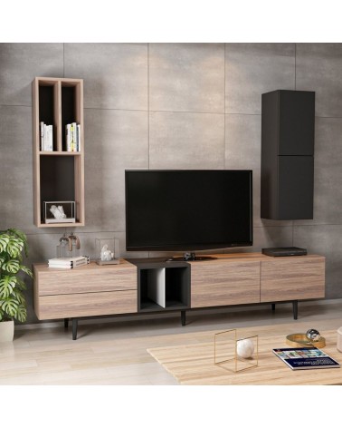 Parete attrezzata  Diany 195 rovere antracite