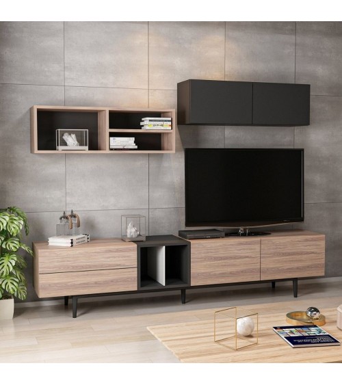 Parete attrezzata  Diany 195 rovere antracite