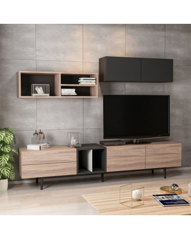 Parete attrezzata  Diany 195 rovere antracite