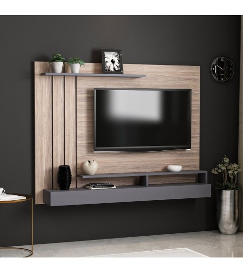 Parete porta tv Lawrance 157 noce particolari antracite