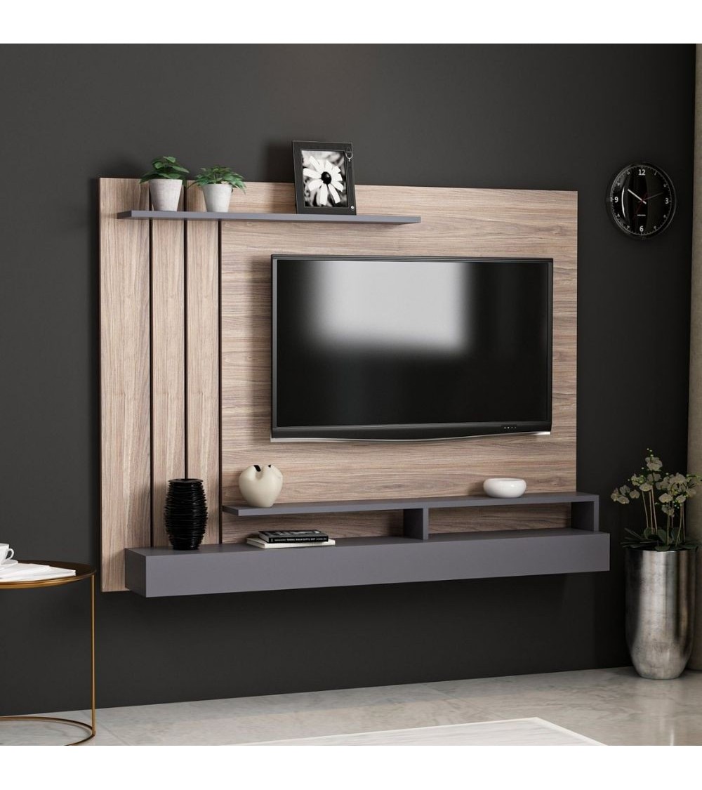 Parete porta tv Lawrance 157 noce particolari antracite